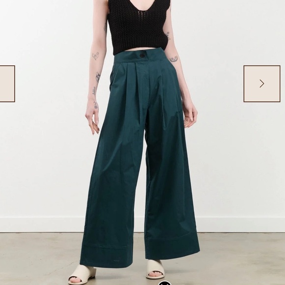 Rachel Comey Coxsone Pant Dark Juniper Green Organic Cotton Wide Leg Size 4 - Picture 5 of 12